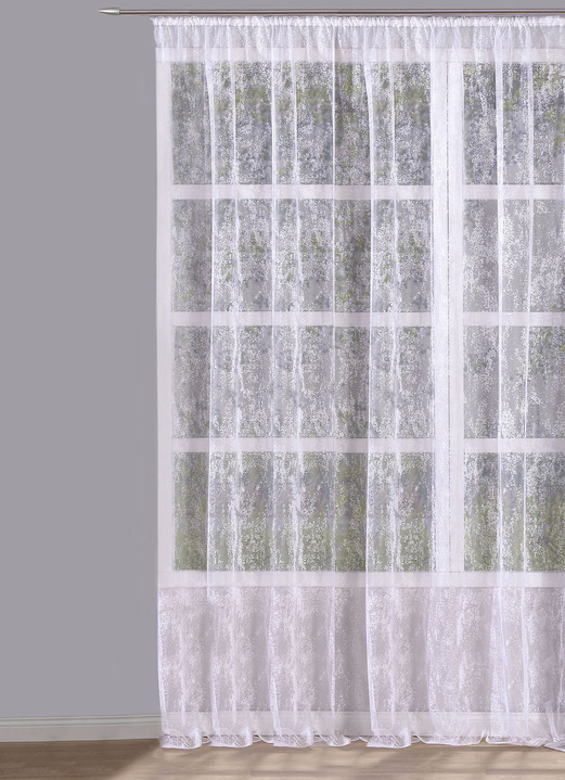 Klassisch - Fabelhafter Store aus Jacquard, in Größe 140 (H125xB300 cm) bis 298 (H245xB600 cm), in Farbe WEISS Ansicht 1