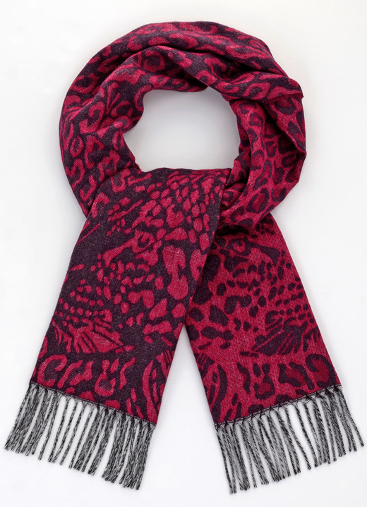 Schals - Schal mit Raubtierfell-Dessin, in Farbe ROT-SCHWARZ Ansicht 1