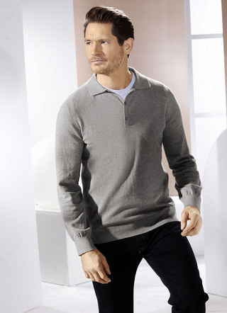 Polopullover mit kurzer Knopfleiste in 4 Farben