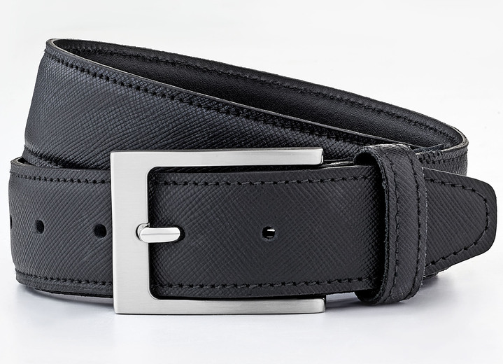 Herrenmode - Klassischer Herren-Gürtel aus Leder, 3,5 cm breit, in Größe 110 bis 130, in Farbe SCHWARZ Ansicht 1