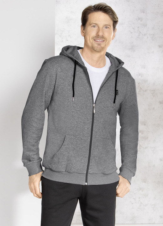 Freizeitanzüge - Kapuzenjacke in 5 Farben, in Größe 3XL (64/66) bis XXL (60/62), in Farbe DUNKELGRAU MELIERT Ansicht 1