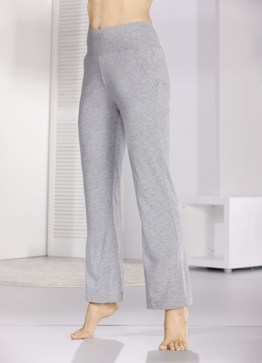Pyjamas & Shortys - Hose mit dezent ausgestellten Beinabschlüssen , in Größe 036 bis 054, in Farbe GRAU MELIERT