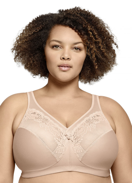 Soft-BH - Glamorise Minimizer-BH mit elastischer Spitze, in Größe 080 bis 110, in Cup C, in Farbe PUDER Ansicht 1