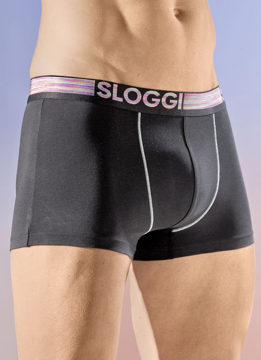 Unterhosen - Sloggi Zweierpack Pants mit Elastikbund, in Größe L bis XXL, in Farbe SCHWARZ