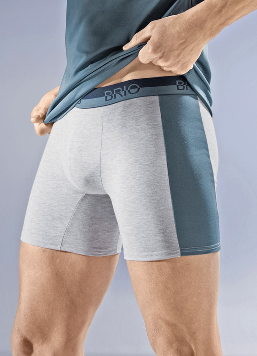 Unterhosen - Viererpack Pants mit seitlichen Einsätzen, in Größe 005 bis 011, in Farbe 2X GRAU MELIERT-RAUCHBLAU, 2X GRAU MELIERT-SCHWARZ Ansicht 1