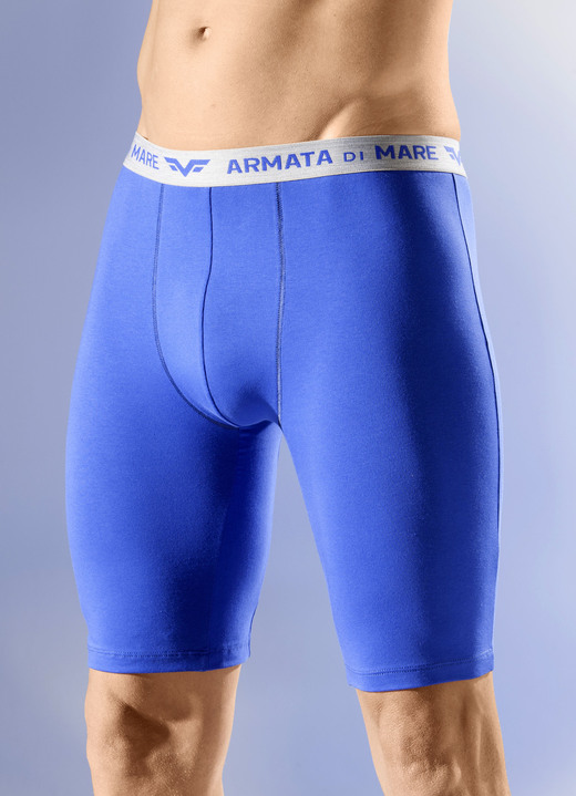 Unterhosen - Dreierpack Longpants mit Elastikbund, in Größe 004 bis 010, in Farbe 2X ROYALBLAU, 1X GRAU MELIERT