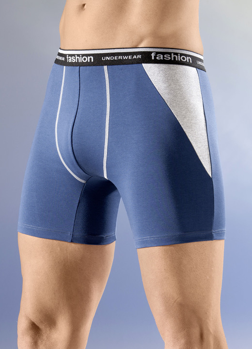 Unterhosen - Viererpack Pants mit Elastikbund, in Größe 005 bis 011, in Farbe 2X BLAU-GRAU MELIERT, 2X SCHWARZ-GRAU MELIERT Ansicht 1