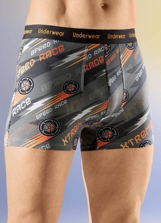 Unterhosen - Dreierpack Pants mit Elastikbund, in Größe 004 bis 010, in Farbe 2X GRAU-BUNT, 1X UNI ANTHRAZIT