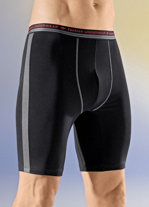 Unterhosen - Dreierpack Longpants mit Elastikbund, in Größe 005 bis 011, in Farbe 3X SCHWARZ-GRAU