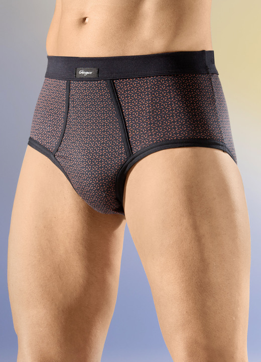 Unterhosen - Viererpack Slips mit Softbund, in Größe 005 bis 011, in Farbe 2X SCHWARZ-TERRAKOTTA, 2X SCHWARZ-WEISS Ansicht 1