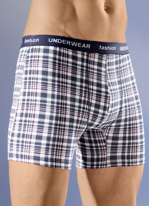 Unterhosen - Viererpack Pants mit Elastikbund, in Größe 004 bis 010, in Farbe 2X MARINE-WEISS-BORDEAUX, 2X BORDEAUX-WEISS-SCHWARZ Ansicht 1