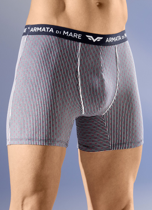 Unterhosen - Viererpack Pants mit Elastikbund, in Größe 004 bis 010, in Farbe 2X MARINE-WEISS-ROT, 2X UNI MARINE