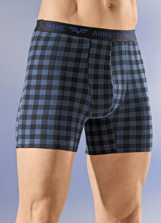 Unterhosen - Viererpack Pants mit Elastikbund, in Größe 004 bis 011, in Farbe 2X BLAU-SCHWARZ, 2X UNI BLAU