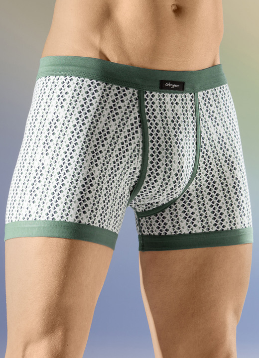 Unterhosen - Viererpack Unterhosen mit Softbund, in Größe 005 bis 011, in Farbe 2X GRÜN-WEISS, 2X JEANSBLAU-WEISS Ansicht 1