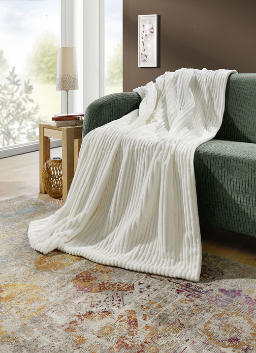 Dekokissen & Hüllen - Wohnaccessoires in feiner Cord-Optik, in Größe 225 (Wohndecke, 150x200 cm) bis 410 (Kissen gefüllt, 50x 50 cm), in Farbe CREME Ansicht 1
