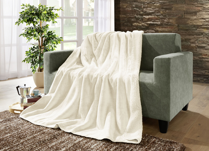 Wohndecken - Superkuschelige Wohndecke in Teddyfleece-Qualität, in Farbe CREME Ansicht 1