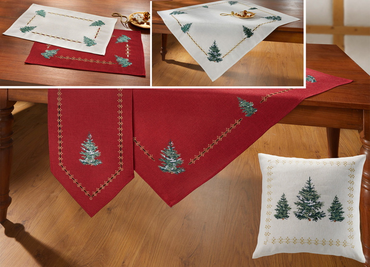 Wohnaccessoires - Tisch- und Raumdekoration mit Glitzergarn, in Größe 135 (2 Platzsets, 30/ 45 cm) bis 404 (Kissenbezug, 40/ 40 cm), in Farbe ROT Ansicht 1