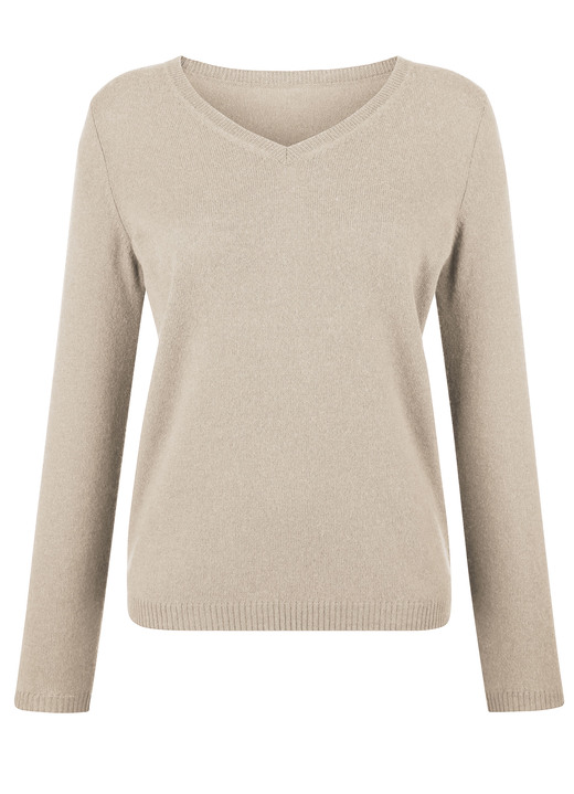 Langarm - Pullover mit Kaschmir-Anteil, in Größe 038 bis 052, in Farbe BEIGE Ansicht 1