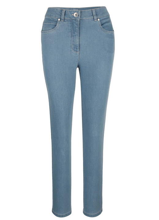 Hosen mit Knopf- und Reissverschluss - Jeans in 5-Pocket-Form, in Größe 020 bis 050, in Farbe HELLBLAU Ansicht 1