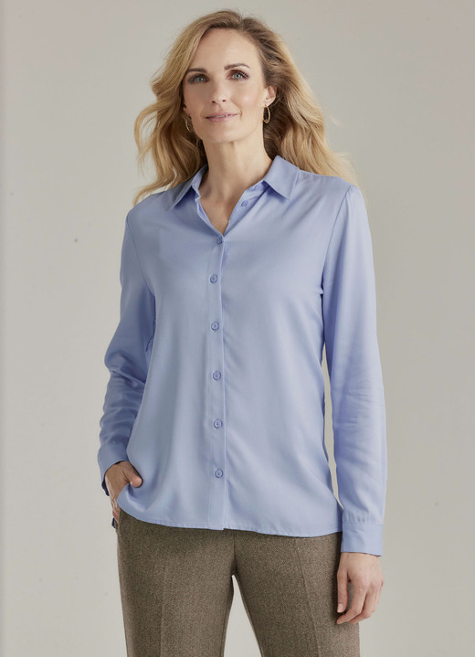Langarm - Bluse Langarm - Bluse, in Größe 038 bis 052, in Farbe BLAU