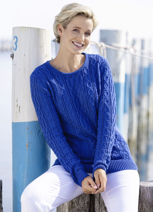 Basics - Pullover in Strukturmustermix, in Größe 038 bis 054, in Farbe ROYALBLAU Ansicht 1