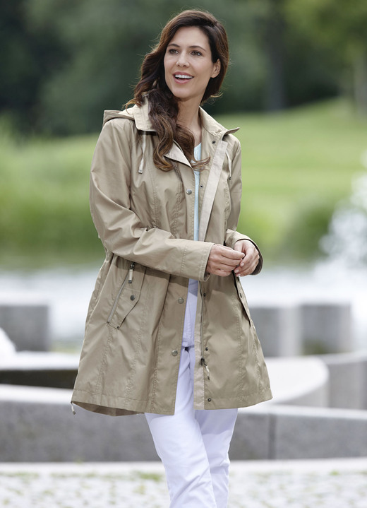 Lang - Longjacke mit abnehmbarer Kapuze, in Größe 019 bis 054, in Farbe KORK Ansicht 1