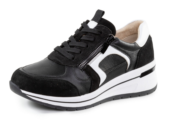 Weite H - ELENA EDEN, sytlische Damen-Sneaker, Weite H, mit herausnehmbarem Fussbett, in Größe 036 bis 042, in Farbe SCHWARZ-WEISS Ansicht 1