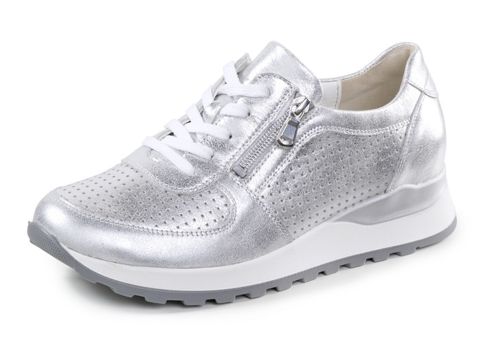 Weite H - Waldläufer Schnür-Sneaker aus Nappaleder, in Größe 3 1/2 bis 8, in Farbe SILBER Ansicht 1