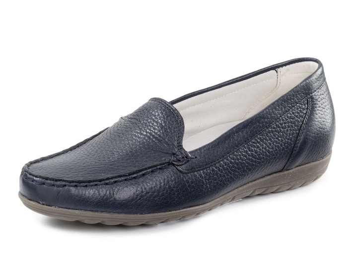 Weite H - Waldläufer, bequeme Damen-Slipper, Weite H, mit herausnehmbarem Fussbett, in Größe 3 1/2 bis 8, in Farbe MARINE Ansicht 1