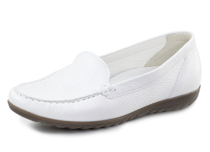 Weite H - Waldläufer, bequeme Damen-Slipper, Weite H, mit herausnehmbarem Fussbett, in Größe 3 1/2 bis 8, in Farbe WEISS Ansicht 1