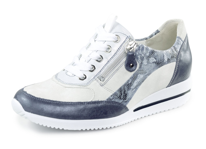 Weite H - Waldläufer Sneaker aus edlem Leder-Materialmix, in Größe 3 1/2 bis 8, in Farbe JEANS-NATURWEISS Ansicht 1