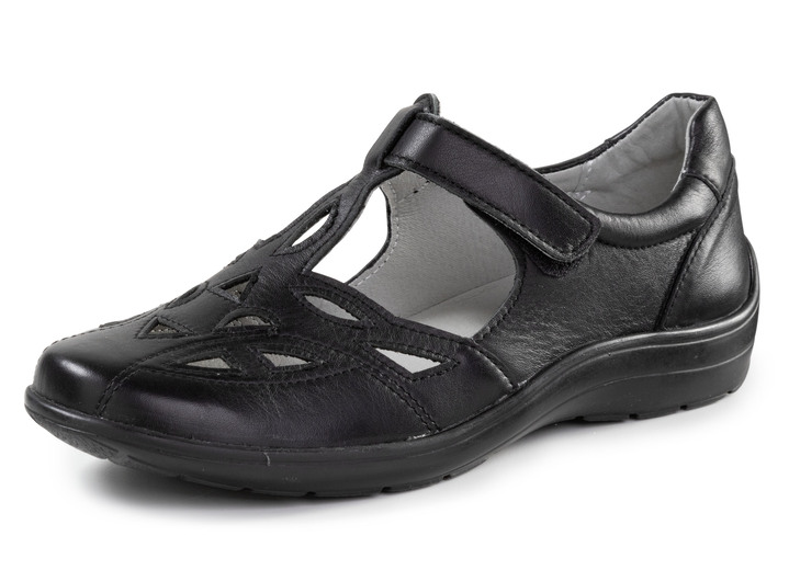 Weite H - ELENA EDEN Slipper aus teilweise schimmerndem Nappaleder, in Größe 036 bis 042, in Farbe SCHWARZ Ansicht 1