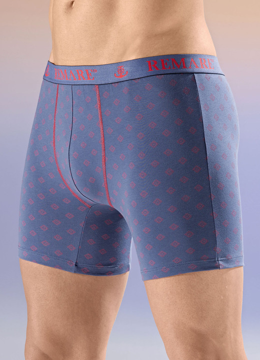 Unterhosen - Viererpack Pants mit Elastikbund, in Größe 005 bis 011, in Farbe 2X INDIGOBLAU-ROT, 2X UNI INDIGOBLAU