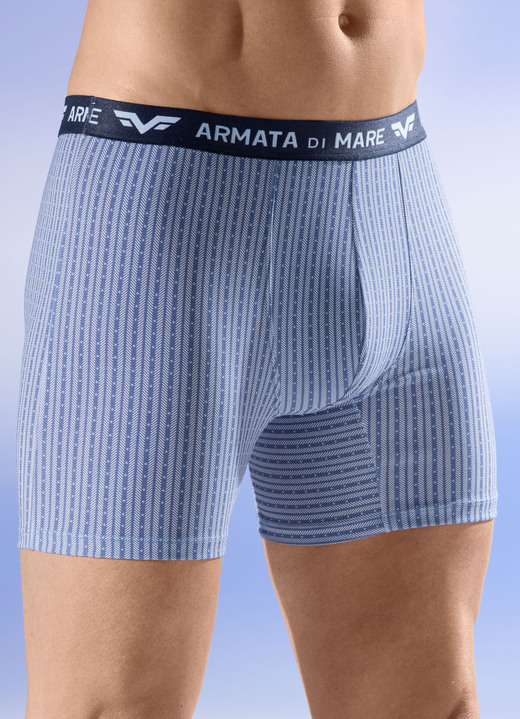 Unterhosen - Dreierpack Pants mit Alloverdessin, in Größe 005 bis 011, in Farbe 3X JEANSBLAU-WEISS