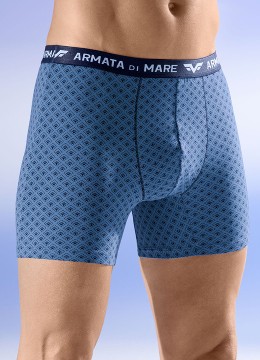 Unterhosen - Dreierpack Pants mit Elastikbund, in Größe 005 bis 011, in Farbe 2X BLAU-MARINE, 1X UNI MARINE