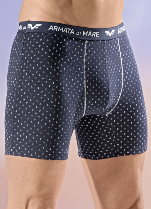 Unterhosen - Viererpack Pants mit Alloverdessin, in Größe 005 bis 011, in Farbe 4X NAVY-WEISS