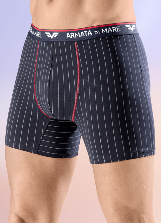 Unterhosen - Viererpack Pants mit Elastikbund, in Größe 005 bis 011, in Farbe 2X NAVY-WEISS-ROT, 2X UNI NAVY