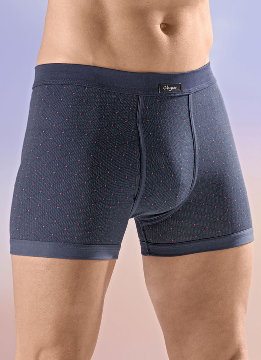 Unterhosen - Viererpack Unterhosen mit Alloverdessin, in Größe 005 bis 011, in Farbe 2X NAVY-ROT, 2X SCHWARZ-ROT Ansicht 1