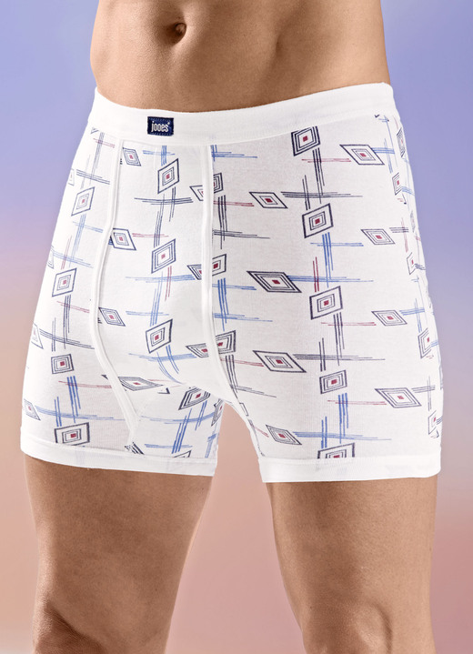 Unterhosen - Viererpack Unterhosen mit Alloverdessin, in Größe 005 bis 014, in Farbe 2X WEISS-BUNT, 2X MARINE-BUNT Ansicht 1