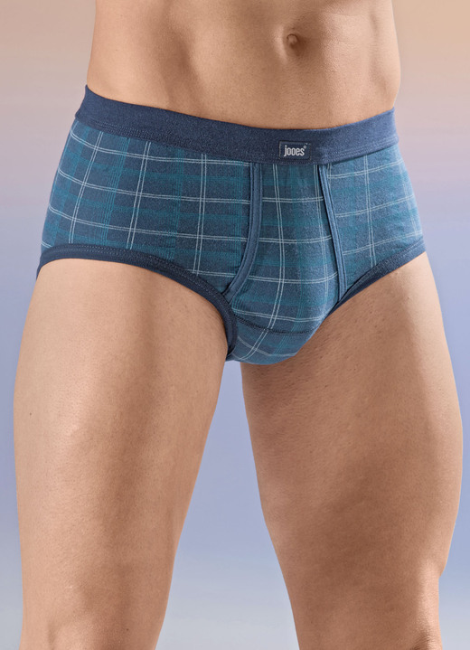 Unterhosen - Viererpack Slips mit Karodessin, in Größe 005 bis 014, in Farbe 2X MARINE-SMARAGD, 2X SMARAGD-MARINE Ansicht 1