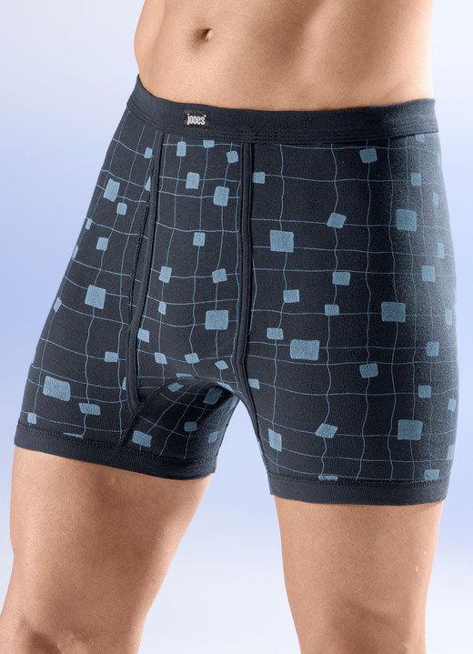 Unterhosen - Viererpack Unterhosen mit Alloverdessin, in Größe 005 bis 014, in Farbe 2X ANTHRAZIT-TAUBENBLAU, 2X ANTHRAZIT-RUBINROT Ansicht 1