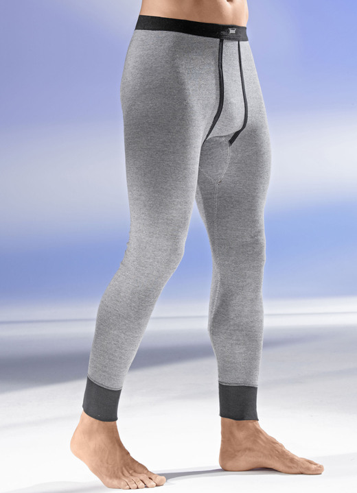 Winter- & Funktionswäsche - Zweierpack Unterhosen, lang, mit Softbund, in Größe 005 bis 014, in Farbe 2X SCHWARZ-WEISS