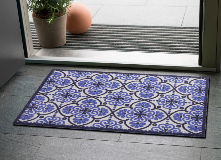 Fussmatten - Fussmatte mit rutschhemmender Latex-Rückseite, in Größe 101 (40x 60 cm) bis 103 (45x145 cm), in Farbe BLAU Ansicht 1