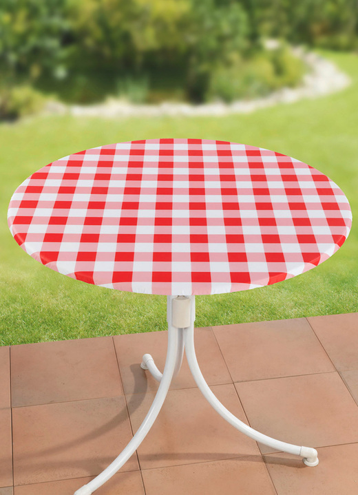 Tischdecken - Spann-Tischdecke mit rustikalem Karo-Dessin, in Farbe ROT-WEISS Ansicht 1