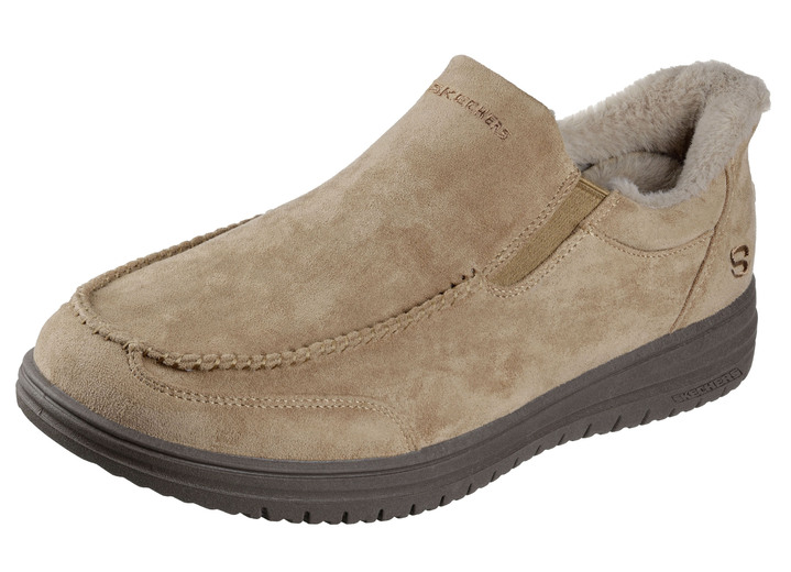 Slipper & Schnürschuhe - SKECHERS, bequeme Herren-Slipper, mit geformter Slip-Ins Fersenplatte, in Größe 040 bis 046, in Farbe CAMEL Ansicht 1