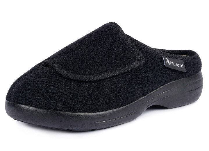 Sandaletten & Pantoletten - Klett-Pantolette für Damen und Herren, in Größe 036 bis 046, in Farbe SCHWARZ