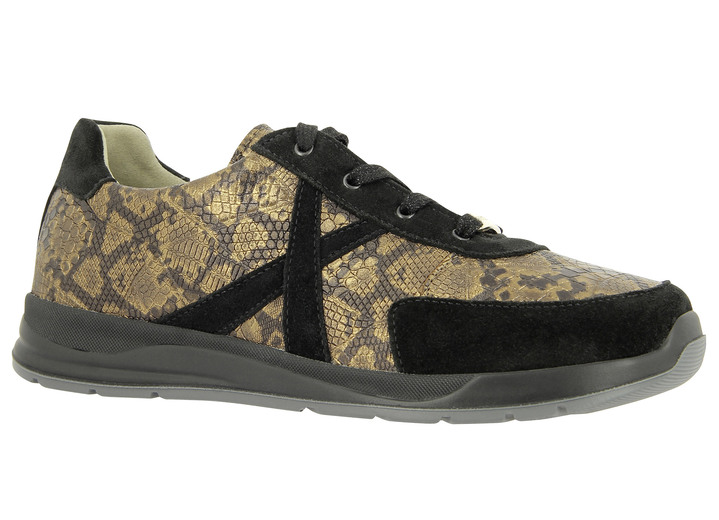 Slipper & Schnürschuhe - Schnürschuh von Varomed in extraweiter Passform, in Größe 035 bis 080, in Farbe SCHWARZ-GOLD Ansicht 1