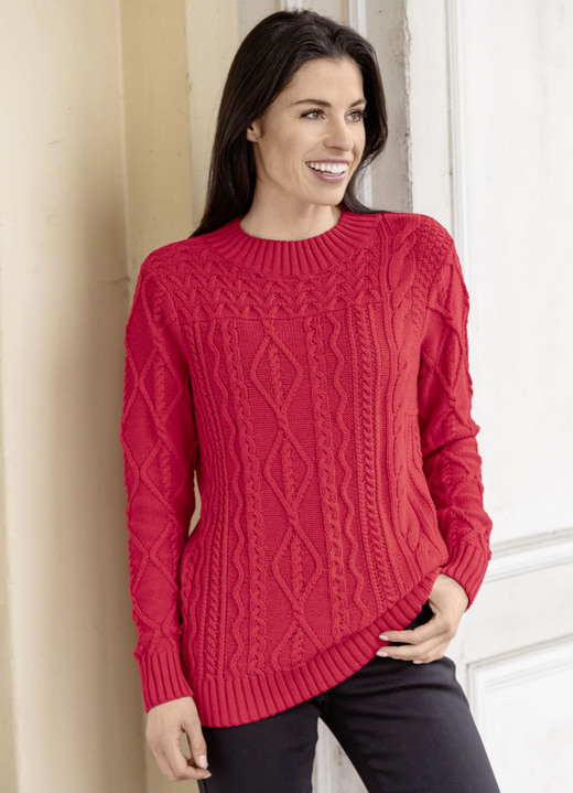 Basics - Pullover mit nachhaltig recycelter Baumwolle, in Größe 036 bis 052, in Farbe ROT Ansicht 1
