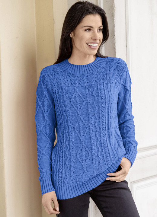 Basics - Pullover mit nachhaltig recycelter Baumwolle, in Größe 036 bis 052, in Farbe ROYALBLAU Ansicht 1