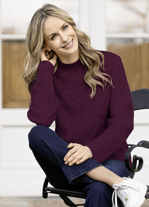 Basics - Pullover in Perlfang, in Größe 036 bis 052, in Farbe BORDEAUX Ansicht 1